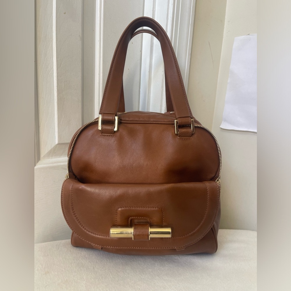 Jimmy Choo Tan Leather Satchel with Gold Hardware